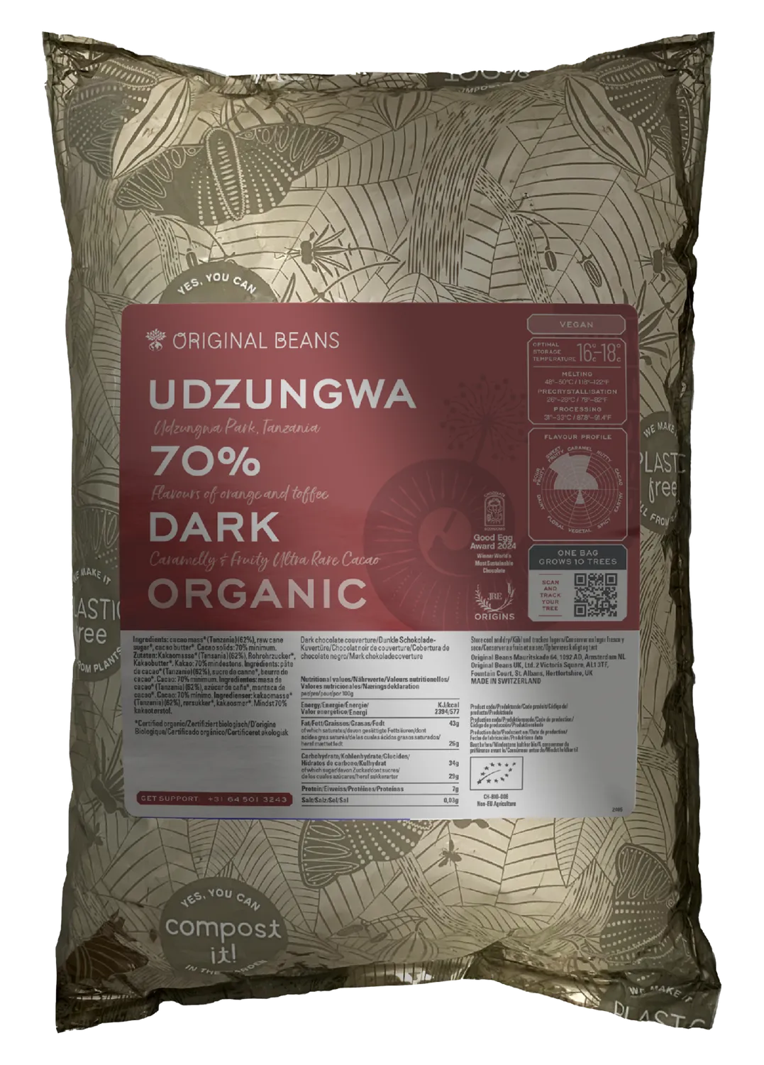 Original Beans Udzungwa 70% mørk chokolade 70g appelsin