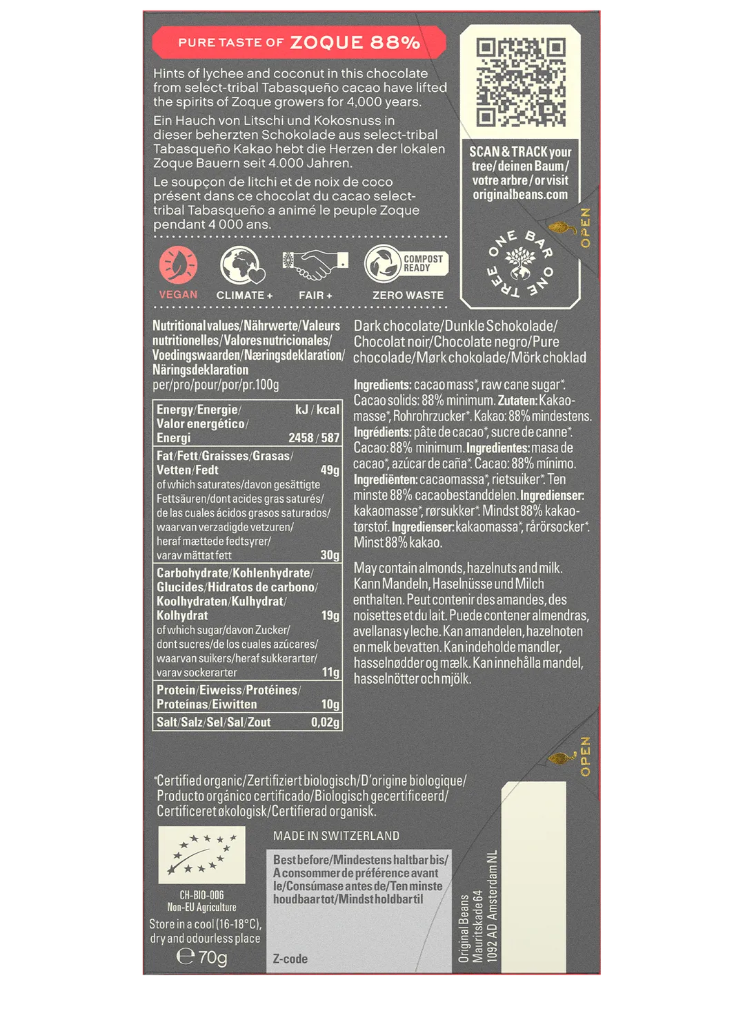 Original Beans Zoque 88% chokolade vegansk
