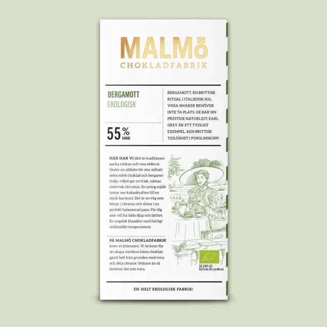 Malmö Bergamott 55% mørk chokoladeplade 80 g