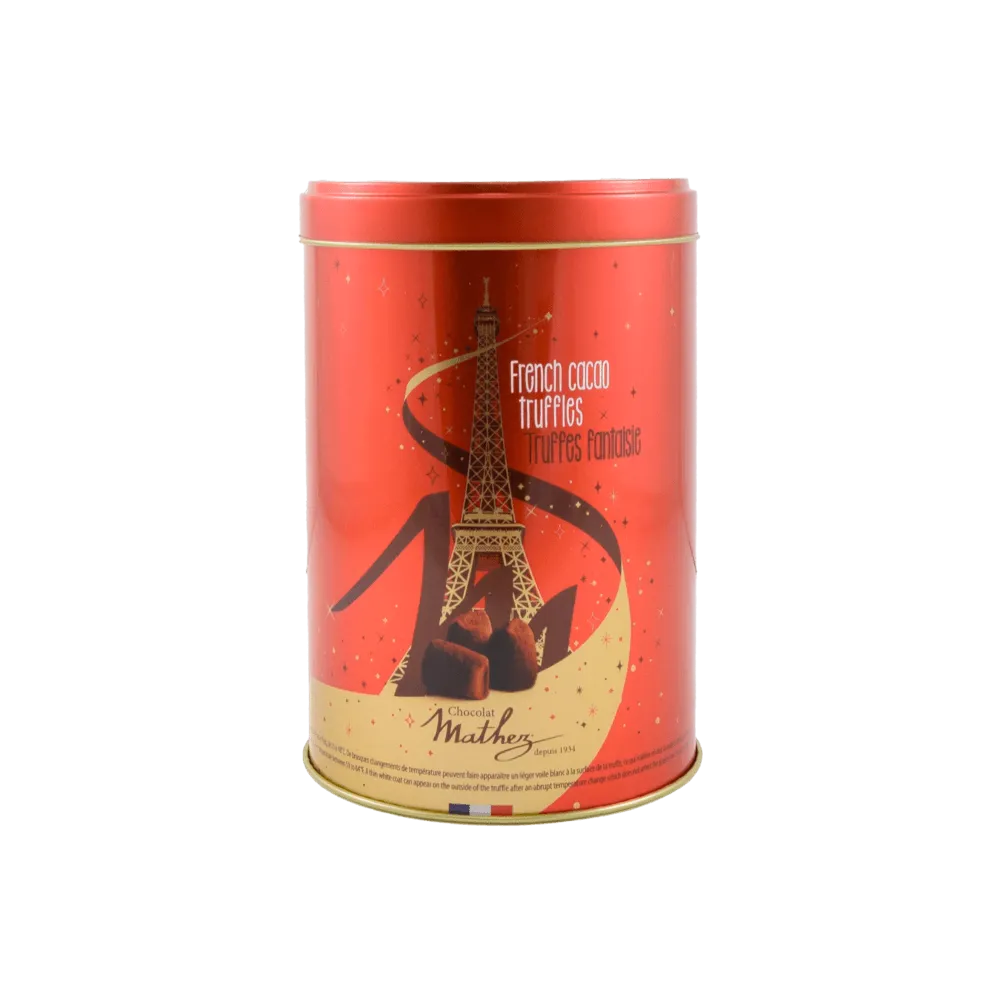 Mathez Star trøffelchokolade 500 g metaldåse mørk