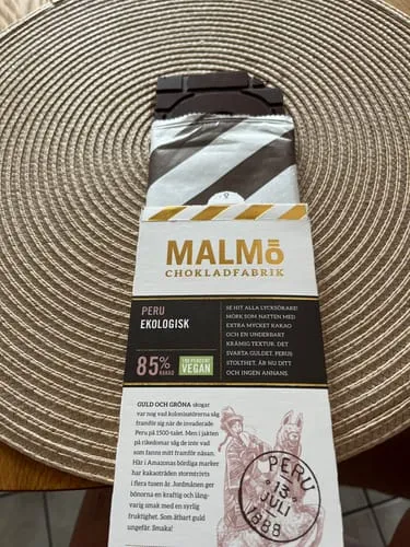 Malmø Chokoladefabrik Peru 85% mørk chokolade 80g vegansk