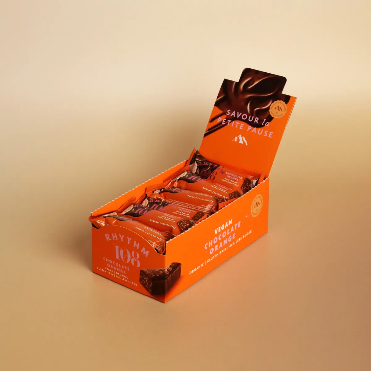 Rhythm 108 Orange Bars chokoladebarer 15-pak vegansk