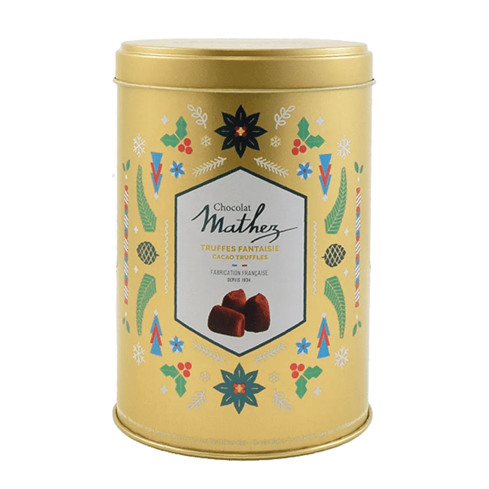 Mathez Christmas metalæske trøfler 500g mørk chokolade