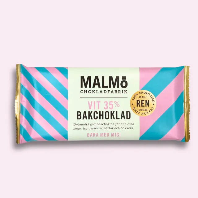 Malmö chokladfabrik Bakchoklad hvid 35% bagechokolade 96g