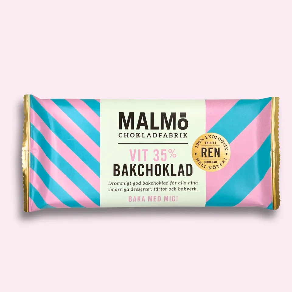 Malmö Chokoladefabrik Bakchoklad hvid 35% bagechokolade 96g cremet