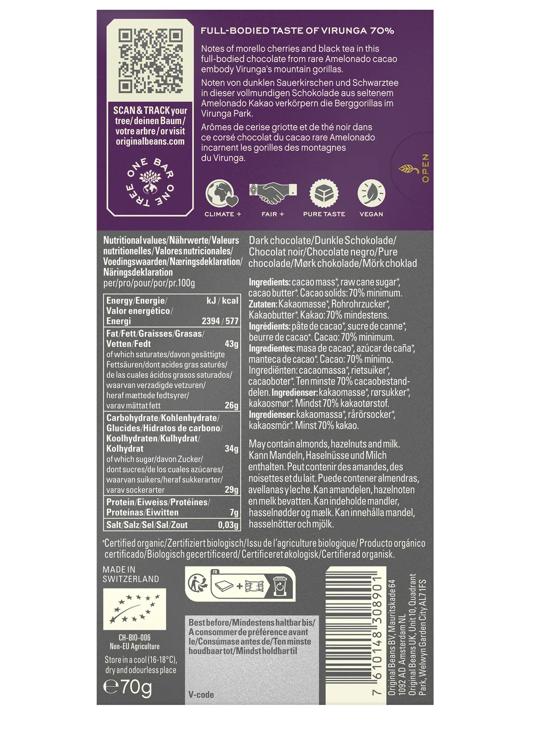Original Beans Virunga 70% couverture 2kg pose
