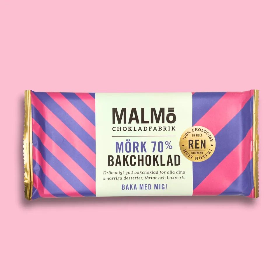 Malmö chokladfabrik Bakchoklad mørk 70% bagechokolade 96g
