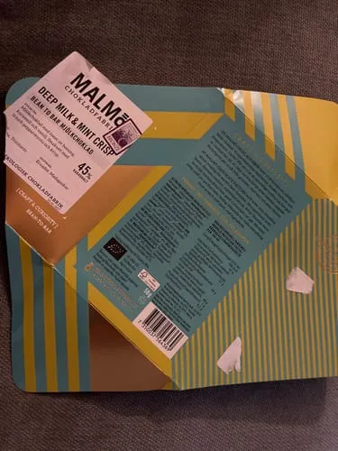 Malmö chokladfabrik Deep Milk Mint Crisp chokoladebar 58g mælk