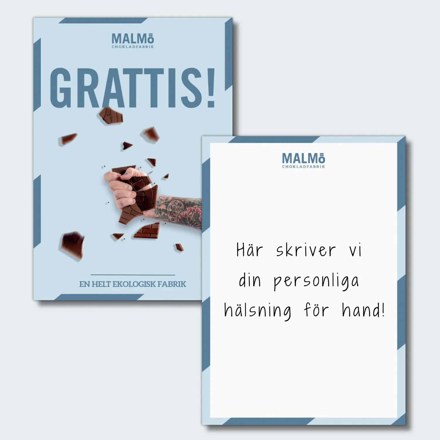 Malmö Chokladfabrik Kort med hilsen til chokladbrev