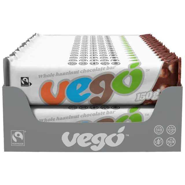 Vego Bar hasselnødde chokolade 150 g hele nødder