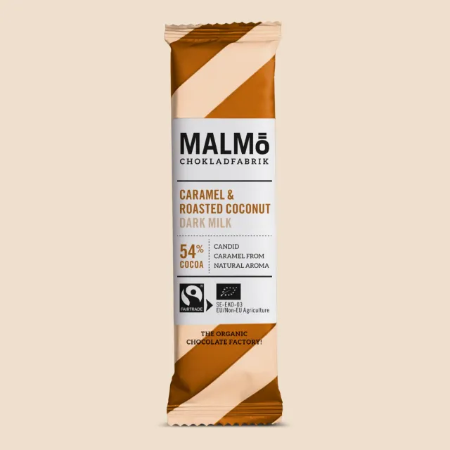Malmö Caramel & Roasted Coconut dark milk 54% 25g karamel