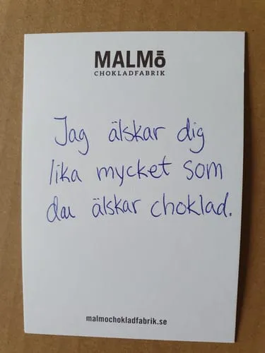 Malmö Chokoladefabrik Kort med personlig hilsen til gave