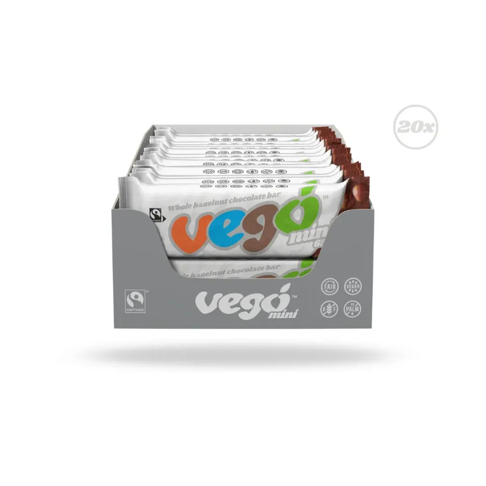 Vego Mini hasselnødde chokolade 65 g hele nødder