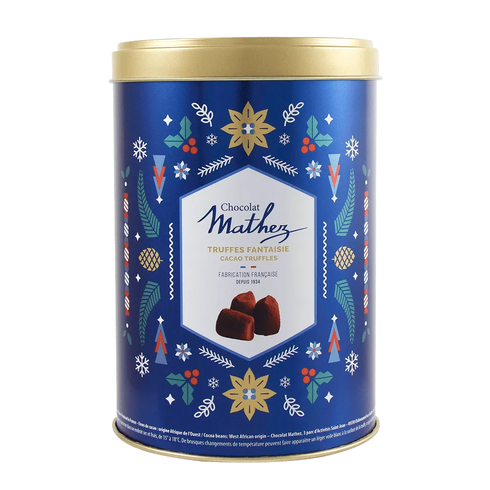 Mathez Christmas metalæske trøfler 500g mørk chokolade