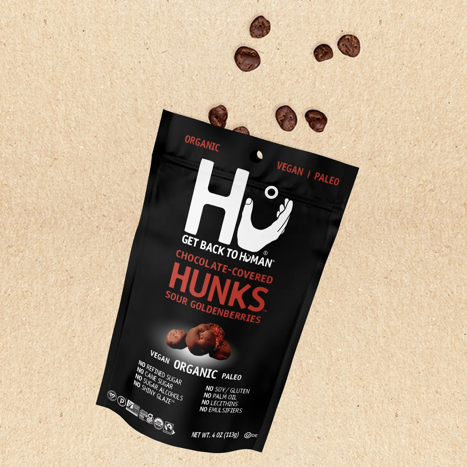 Hu Sour Goldenberries Hunks mørk chokolade 6 poser